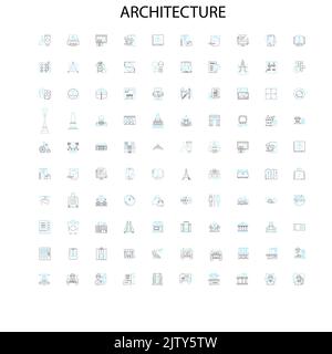 architecture icons, signs, outline symbols, concept linear illustration line collection Stock Vector
