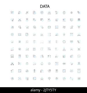 data icons, signs, outline symbols, concept linear illustration line collection Stock Vector