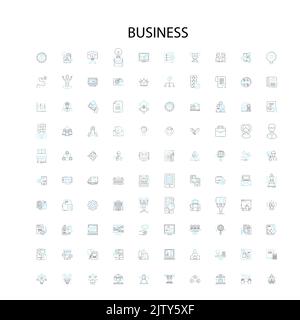 business icons, signs, outline symbols, concept linear illustration line collection Stock Vector