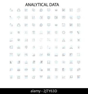 analytical data icons, signs, outline symbols, concept linear illustration line collection Stock Vector