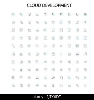 cloud development icons, signs, outline symbols, concept linear illustration line collection Stock Vector