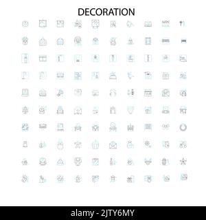 decoration icons, signs, outline symbols, concept linear illustration line collection Stock Vector