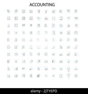 accounting icons, signs, outline symbols, concept linear illustration line collection Stock Vector