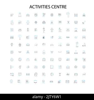 activities centre icons, signs, outline symbols, concept linear illustration line collection Stock Vector