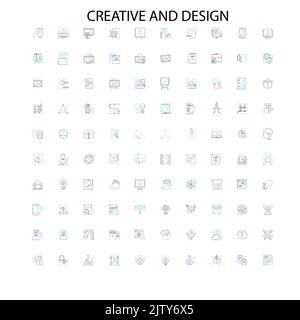 creative and design icons, signs, outline symbols, concept linear illustration line collection Stock Vector