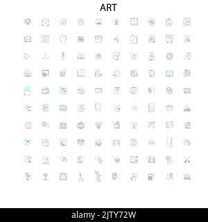 art icons, signs, outline symbols, concept linear illustration line collection Stock Vector