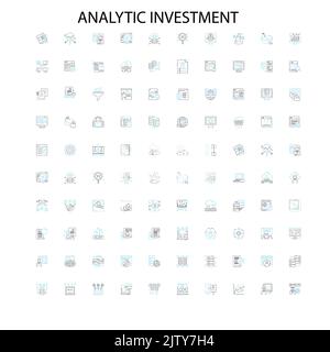 analytic investment icons, signs, outline symbols, concept linear illustration line collection Stock Vector