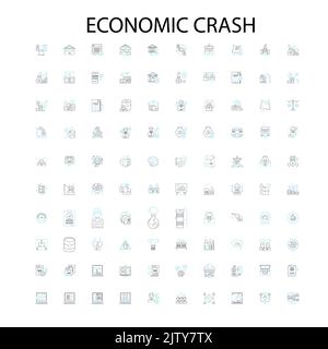 economic crash icons, signs, outline symbols, concept linear illustration line collection Stock Vector