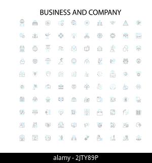 business and company icons, signs, outline symbols, concept linear illustration line collection Stock Vector