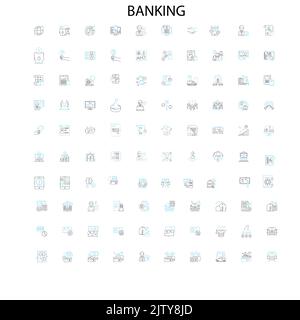 banking icons, signs, outline symbols, concept linear illustration line collection Stock Vector