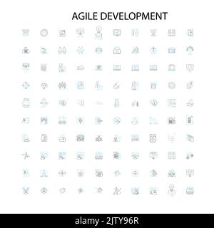 agile development icons, signs, outline symbols, concept linear illustration line collection Stock Vector