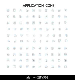 app icons, signs, outline symbols, concept linear illustration line collection Stock Vector