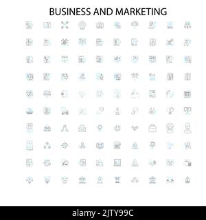 business and marketing icons, signs, outline symbols, concept linear illustration line collection Stock Vector