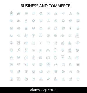 business and commerce icons, signs, outline symbols, concept linear illustration line collection Stock Vector