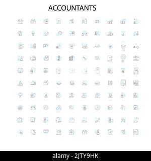 accountants icons, signs, outline symbols, concept linear illustration line collection Stock Vector