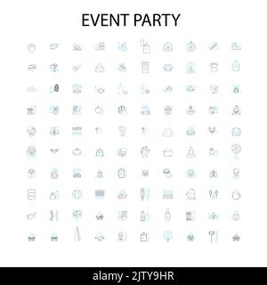 event party icons, signs, outline symbols, concept linear illustration line collection Stock Vector