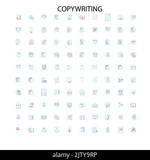 copywriting icons, signs, outline symbols, concept linear illustration line collection Stock Vector