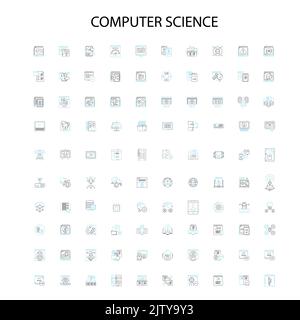 computer science icons, signs, outline symbols, concept linear illustration line collection Stock Vector