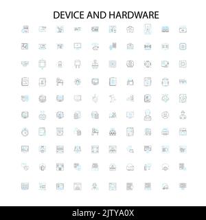 device and hardware icons, signs, outline symbols, concept linear illustration line collection Stock Vector