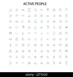 active people icons, signs, outline symbols, concept linear illustration line collection Stock Vector