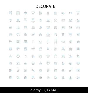 decorate icons, signs, outline symbols, concept linear illustration line collection Stock Vector