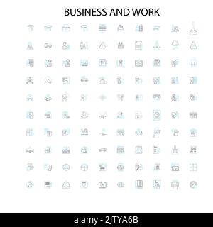 business and work icons, signs, outline symbols, concept linear illustration line collection Stock Vector