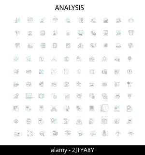 analysis icons, signs, outline symbols, concept linear illustration line collection Stock Vector
