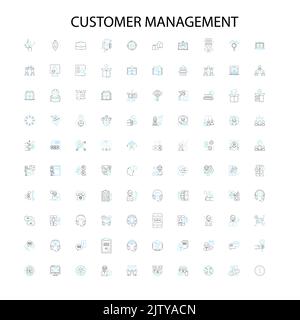 customer management icons, signs, outline symbols, concept linear illustration line collection Stock Vector