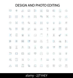 design and photo editing icons, signs, outline symbols, concept linear illustration line collection Stock Vector