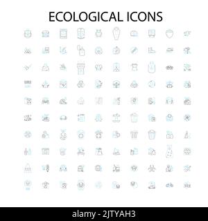 ecological icons, signs, outline symbols, concept linear illustration line collection Stock Vector