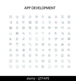 app development icons, signs, outline symbols, concept linear illustration line collection Stock Vector