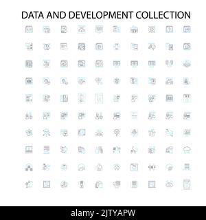 data and development collection icons, signs, outline symbols, concept linear illustration line collection Stock Vector