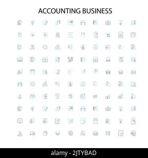 accounting business icons, signs, outline symbols, concept linear illustration line collection Stock Vector