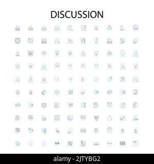 discussion icons, signs, outline symbols, concept linear illustration line collection Stock Vector