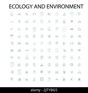 ecology and environment icons, signs, outline symbols, concept linear illustration line collection Stock Vector