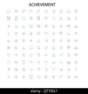 achievement icons, signs, outline symbols, concept linear illustration line collection Stock Vector