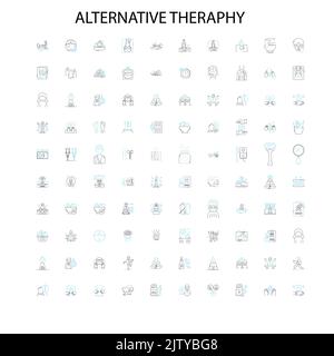 alternative theraphy icons, signs, outline symbols, concept linear illustration line collection Stock Vector
