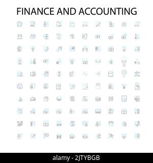 finance and accounting icons, signs, outline symbols, concept linear illustration line collection Stock Vector