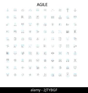 agile icons, signs, outline symbols, concept linear illustration line collection Stock Vector