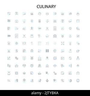 culinary icons, signs, outline symbols, concept linear illustration line collection Stock Vector