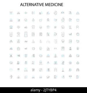 alternative medicine concept icons, signs, outline symbols, concept linear illustration line collection Stock Vector
