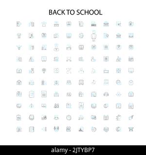 back to school icons, signs, outline symbols, concept linear illustration line collection Stock Vector