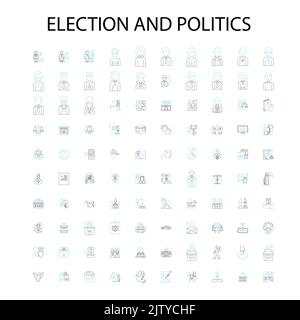 election world icons, signs, outline symbols, concept linear illustration line collection Stock Vector