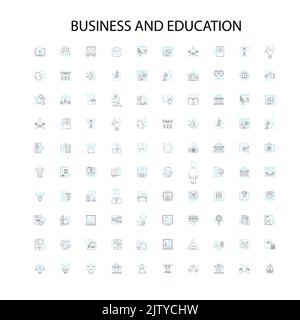 business and education icons, signs, outline symbols, concept linear illustration line collection Stock Vector