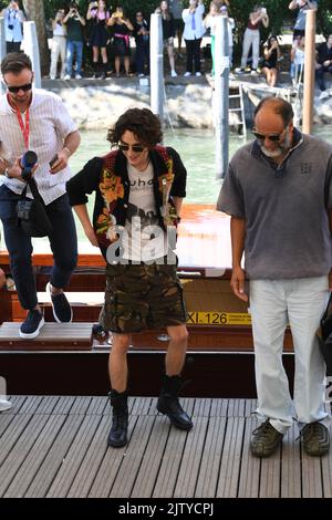 Timothee Chalamet seen arriving during the 79th Venice International Film Festival on September 02, 2022 in Venice, Italy. (Photo by Sipa USA) Stock Photo