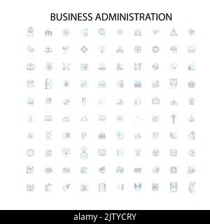 business administration icons, signs, outline symbols, concept linear illustration line collection Stock Vector