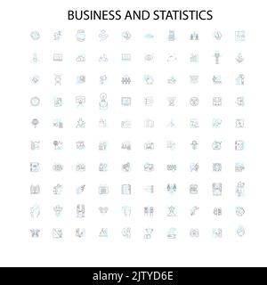 business and statistics icons, signs, outline symbols, concept linear illustration line collection Stock Vector