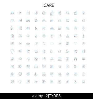 care icons, signs, outline symbols, concept linear illustration line collection Stock Vector