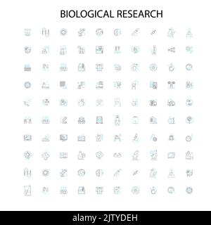 biological research icons, signs, outline symbols, concept linear illustration line collection Stock Vector