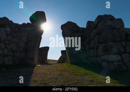 Sunset among stones in Hattusha Corum Turkey Stock Photo